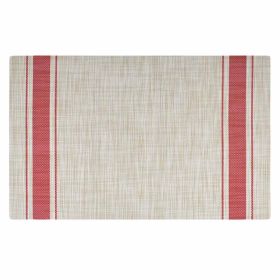 6 Pcs Japanese Style PVC Placemats Dining Table Mats Non Slip Kitchen Dining Table Decoration 17.7x11.8 inch, Red