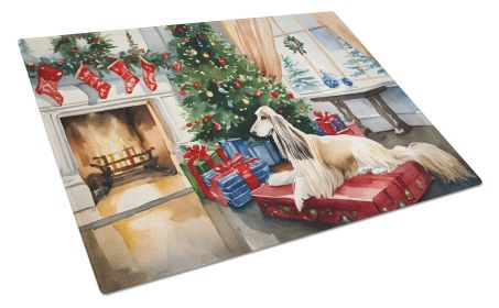NEW Afghan Hound Cozy Christmas Glass Cutting Board Decorative Tempered Glass Kitchen Cutting and Serving Board Large Size Chopping Board