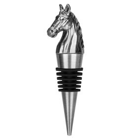 Luxury Horse Head Wine Bottle Stopper Animal-shaped Wine Stopper For Preserving Red Wine, A Kitchen Storage Gift, A Birthday Gift For Universal W (Option: Dark Silver HJS0406)